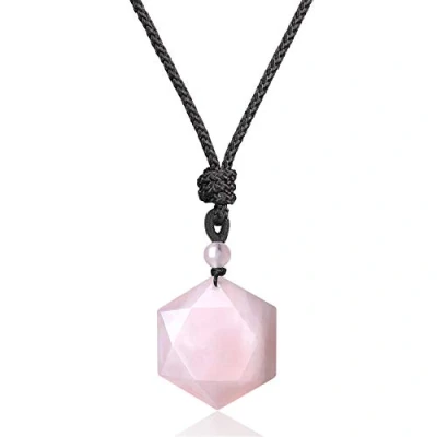 Image de COAI Pendentif Étoile de David Collier Ajustable Pierre Quartz Rose Unisexe