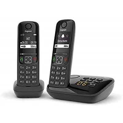 Image de Gigaset AS690A Duo Téléphone fixe sans fil avec répondeur 2 combinés Noir [Version Française]