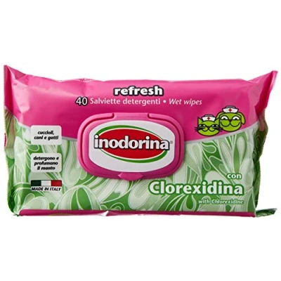 Image de Inodorina Pet100106 Wipes Actualiser la chlorhexidine, 40 unités