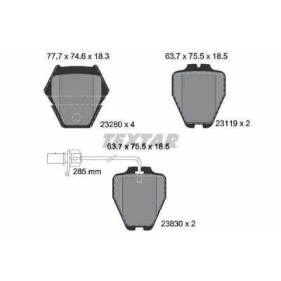 Image de TEXTAR 2328001 Jeu de plaquettes frein avec contact du palpeur d&#039;usure intégré AUDI: A4 B5 Avant, A6 C5 Berline