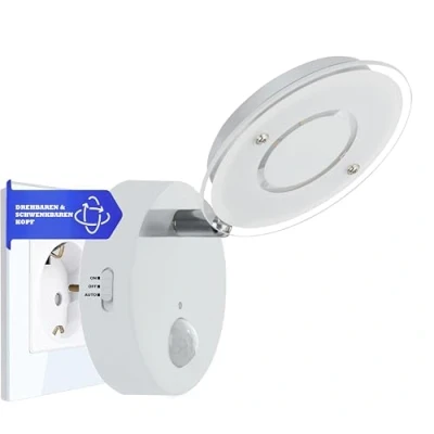 Image de Trango Veilleuse à capteur LED 2636 016 *NITE* en blanc avec fonction automatique directe 230V détecteur de mouvement Éclairage sécurité, Lampe douille, Applique murale, d&#039;orientation