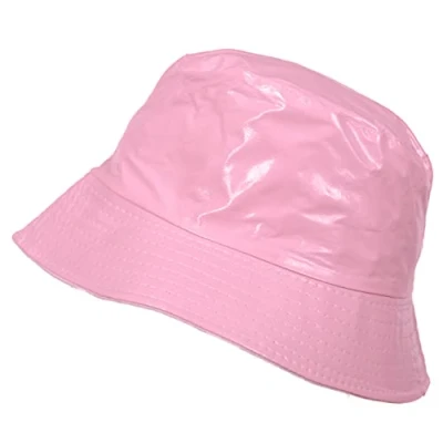 Image de TOUTACOO, Chapeau de Pluie, Bob Bonnet Vinyle Imperméable Uni Aspect ciré (14 Rose Clair)
