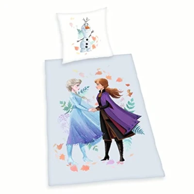 Image de Herding Disney&#039;s Parure de Lit, La Reine des Neiges, Taie d&#039;oreiller 80 x cm, Housse Couette 135 200 avec Fermeture à Boutons, 100% Coton/Flanelle, Multicolore