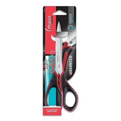 Image de Maped Ciseaux Advanced Gel Asymétrique 21 cm Poignées Ergonomiques avec Intérieur Ultra Doux Lames et Rivets en Acier Inoxydable