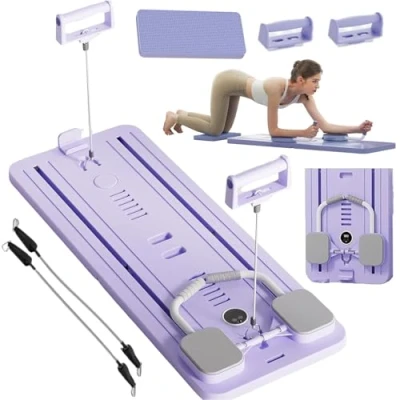 Image de EFGETD Pliable Roue Abdominale Planche Pilates Board Reformer Machine Set Rebond Automatique Core Trainer Abdo Roller Board(Purple1)