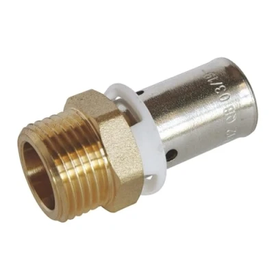 Image de SOMATHERM FOR YOU, Raccord à sertir mâle 12/17 pour tubes PER Ø12 Installation rapide et fiable, acier inoxydable, compatible avec profils H, U, RF, pression max 10 bars, certifié NF
