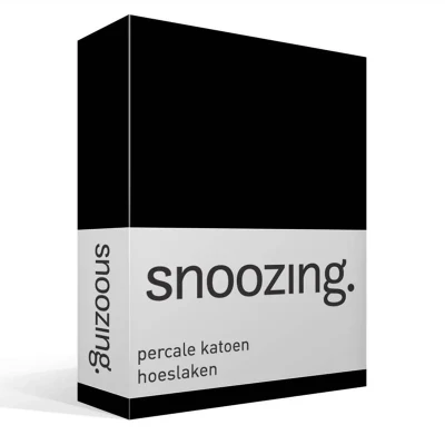 Image de Snoozing Drap Housse en Percale de Coton 80x220 cm Noir
