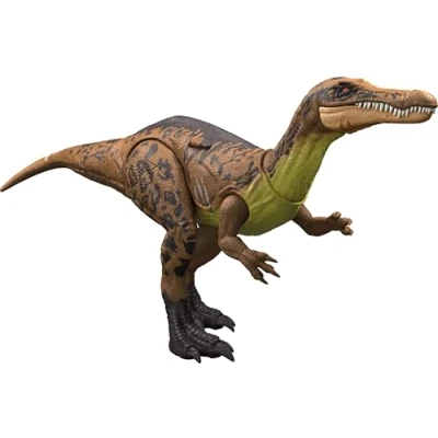 Image de Mattel Jurassic World Chaos Theory Figurine d&#039;action dinosaure Suchomimus Gigantic Trackers, grande espèce avec attaque Thrash et Chomp, jeu numérique