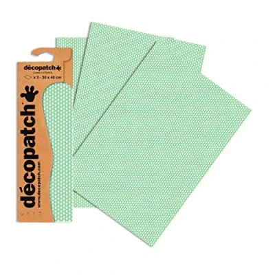 Image de Décopatch C734O Une pochette de 3 feuilles papier imprimé 30x40 cm, Petits losanges jaunes et verts