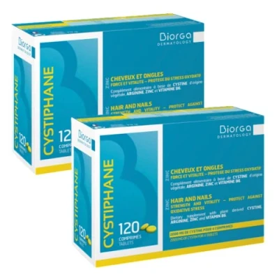 Image de Cystiphane Bailleul Cystine B6 Zinc Arginine Force et Vitalité Protège du stress oxydatif Complément alimentaire pour cheveux des ongles fragilisés Lot de 2 boites 120 Comprimés