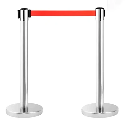 Image de PINNERS poteau séparateur ruban extensible 3 mètres, 2 poteaux de guidage, separation, rétractable, interdit, barrière mètres