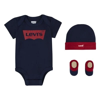 Image de Levi&#039;s Classic Batwing Infant Bootie Boxed SET Bonnet pour enfants, Taille: 50 68, Dark blue
