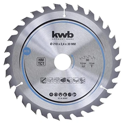 Image de kwb 587857 Plaque de particules pour scie circulaire Bois dur 210 x 30 mm Coupe nette Nombre moyen dents Z Lame CleanCut Moyenne