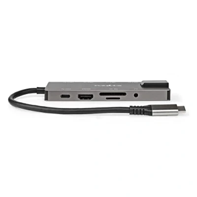 Image de Nedis USB Adapter 3.2 Gen 1 C™ Female HDMI™ Output / RJ45 SD 2x 3,5 mm 3x A 5 Gbps 0.20 m Rond Verguld PVC Antraciet Doos Neuf