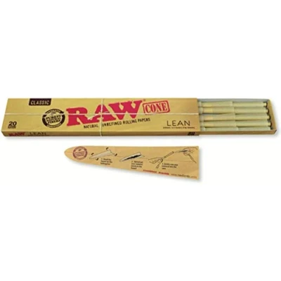 Image de RAW Classic Natural Unrefined Pre Rolled Cones 20 Per Pack Lean Size by