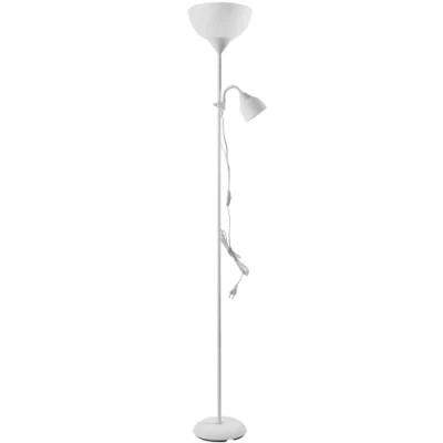 Image de Virone URLAR Lampadaire Sur Pied Salon 175 cm Deux Sources Lumineuses Remplaçables max 25W pour E27 + 40W E14 (blanc)