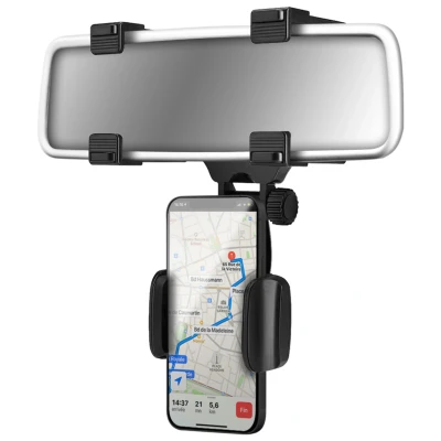 Image de Support Voiture Ajustable sur Rétroviseur Noir Bigben Neuf