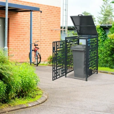 Image de Cache poubelle Bernalda pour 1 de 240 L acier galvanisé anthracite