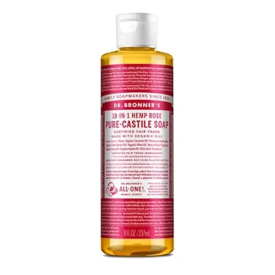 Image de Dr. Bronner&#039;s Savon liquide 18 en 1 Chanvre Rose Pure Castille, 237 ml