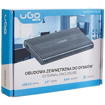 Image de U GO NATEC HDD/SSD Enclosure for 2.5`` SATA USB2, Aluminum, Black UKZ 1003