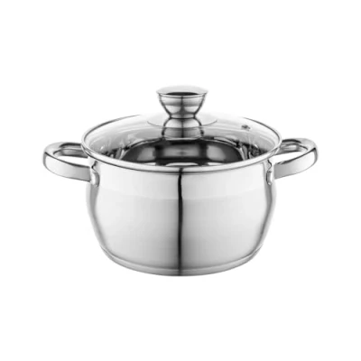 Image de FLORINA Faitout Inox (3,4 l) I Diamètre de 20 cm Marmite OLIVER Casserole Acier Inoxydable avec Couvercle en Verre pour Induction, tous Feux Convient au Lave vaisselle