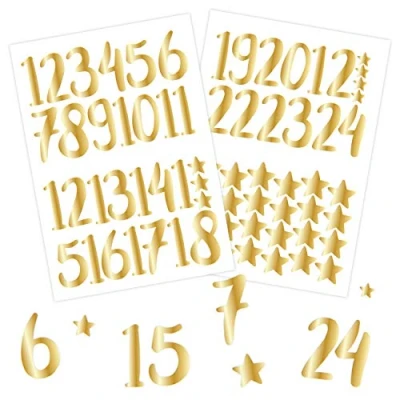 Image de Papierdrachen 24 Autocollants numérotés du Calendrier de l&#039;avent Or numéro 70 pour Votre noël l&#039;artisanat et la décoration