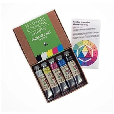 Image de MAIMERI Gouache Set primaires 5 tubes 20ml de couleurs fines