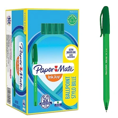 Image de Paper Mate stylo bille à capuchon InkJoy 100ST pointe moyenne (1,0 mm) vert lot de 50