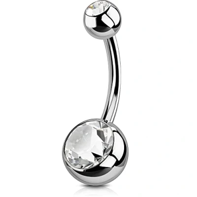 Image de OUFER Gioielli dell&#039;ombelico Belly Piercing Grade 23 Titanium Navel 14G Button Ring CZ per