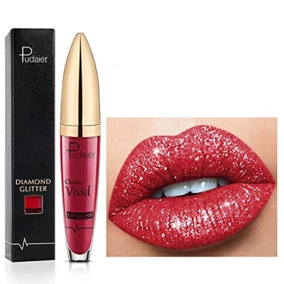 Image de 18 couleurs Diamond Glitter Lipgloss Lipstick Rouge à lèvres liquide mat brillant, brillant antiadhésif de longue durée lisse et confortable (03)