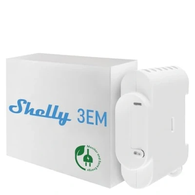 Image de Shelly 3EM Compteur d&#039;énergie connecté Wi Fi Contrôle bidirectionnel 3 canaux (120A chacun) Mesure production photovoltaique Compatible Alexa &amp; Google Home App iOS Android