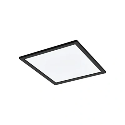 Image de Eglo Plafonnier Salobrena C, panneau LED avec télécommande, lampe de plafond graduable en aluminium noir et plastique blanc, blanc chaud froid, RVB, 45 cm