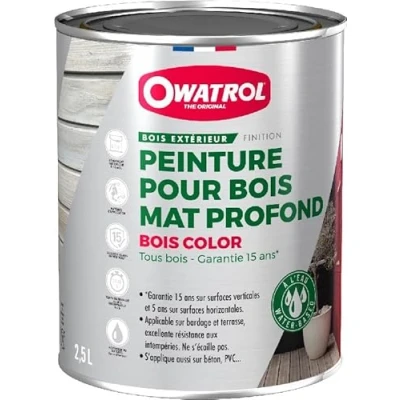 Image de Peinture pour bois OWATROL color vert de gris 2,5l Extérieur Finition Mat