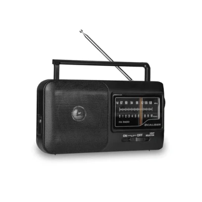Image de Retro 3000 Radio portable Piles ou cordon d&#039;alimentation AM/FM avec poignée et sortie pour casque d&#039;écoute Noir (HPG317R B) Neuf