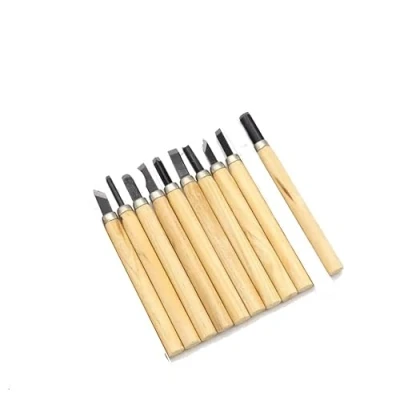 Image de Lot de 10 burins gouges 13,5 cm pour incrustations bois decoupage hobby travaux sculpture artistes charpentiers