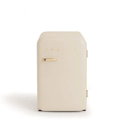 Image de CREATE / RETRO FRIDGE 83.5 GOLD/Réfrigérateur Blanc cassé avec Poignée Or/Pratique et fonctionnel, Matériaux résistants