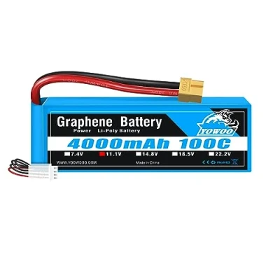 Image de YOWOO Graphene Batterie 3S 4000mAh 100C 11.1V RC Lipo avec XT60 / Deans T Plug pour Traxxas 1/10 Car/Truck, Slash VXL, Rally, XO 1 Supercar, E Maxx Brushless, Revo Spartan
