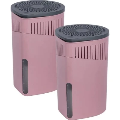 Image de WENKO Lot de 2 déshumidificateurs Design Drop Rechargeables 1kg Absorbeur humidité Intérieurs, Caravane Elimine Anti moississure Jusqu’à 3 Mois Idéal jusqu&#039;à 80m²d15x23cm Rose