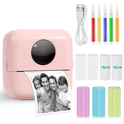 Image de GuKKK Portable Mini Imprimante Thermique BT Photo Instantané sans Fil, Mobile, pour Photos Liste d&#039;étiquettes, Photo, Reçu, Mémos