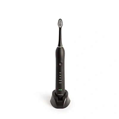 Image de CREATE/Brosse à dents électrique noire/Tête amovible, autonomie 6 semaines, brosse sonique avec 5 modes de brossage, système auto arrêté