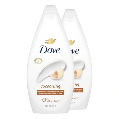 Image de DOVE Gel Douche Essentiel Cocooning Nettoie en douceur et adoucit la peau Testé dermatologiquement 0% Sulfate (lot promo de 2x 450ml)