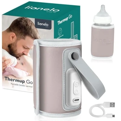 Image de LIONELO Thermup Go Chauffe biberon portable pour maintenir la température, fonction de charge USB, chauffage du lait et des aliments bébés, voiture, BPA FREE (Rose)