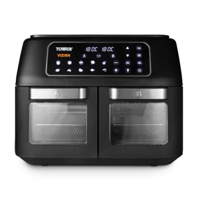 Image de Tower T17102 Vortx Vizion Air Fryer Friteuse à Double Compartiment Avec Écran Tactile Numérique, 11 L, Noir