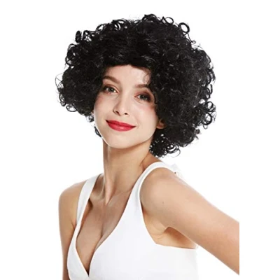 Image de WIG ME UP 1352 ZA103 Perruque Dame Carnaval Halloween Diva Courte bouclée Raie Centrale Noir