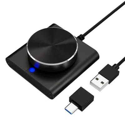 Image de cooidea Bouton de contrôle du Volume USB avec Une Touche Fonction Mute/Pause pour Ordinateur, réglage Audio, Compatible WinXP/7/8 10/Vista/Mac/Linux