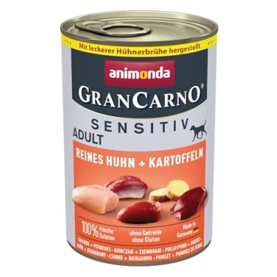 Image de nourriture pour chien GranCarno Sensitiv Adult d’animonda, humide adulte, pur poulet + pomme de terre, 6 x 400 g
