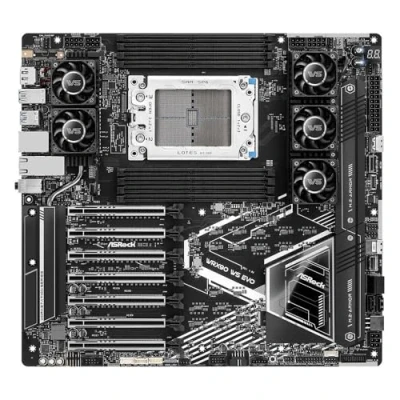 Image de ASROCK WRX90 WS Evo, Workstation, AMD WRX90, sTR5, EEB, 8 DDR5 ECC, Dual 10G LAN, SlimSAS, MCIO, 7X PCIe5 x16, 2X M.2