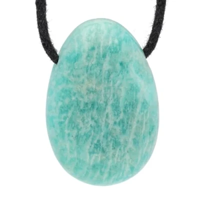Image de Lebensquelle Plus Pendentif Goutte d&#039;eau avec Pierre de Tambour percée Cordon en Cuir