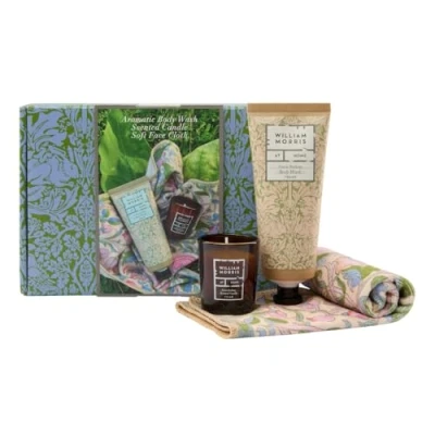 Image de William Morris At Home Forest Bathing Refresh &amp; Reset Ensemble de bain Bougie 30 g, gel douche 100 ml, serviette visage