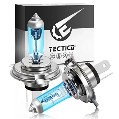 Image de TECTICO H4 P43t Halogène Ampoules phare 65/55W 12V Blanc chaud,130% plus de luminosité,Feux Croisement/Feux Route Remplacement voiture, 2 pièces